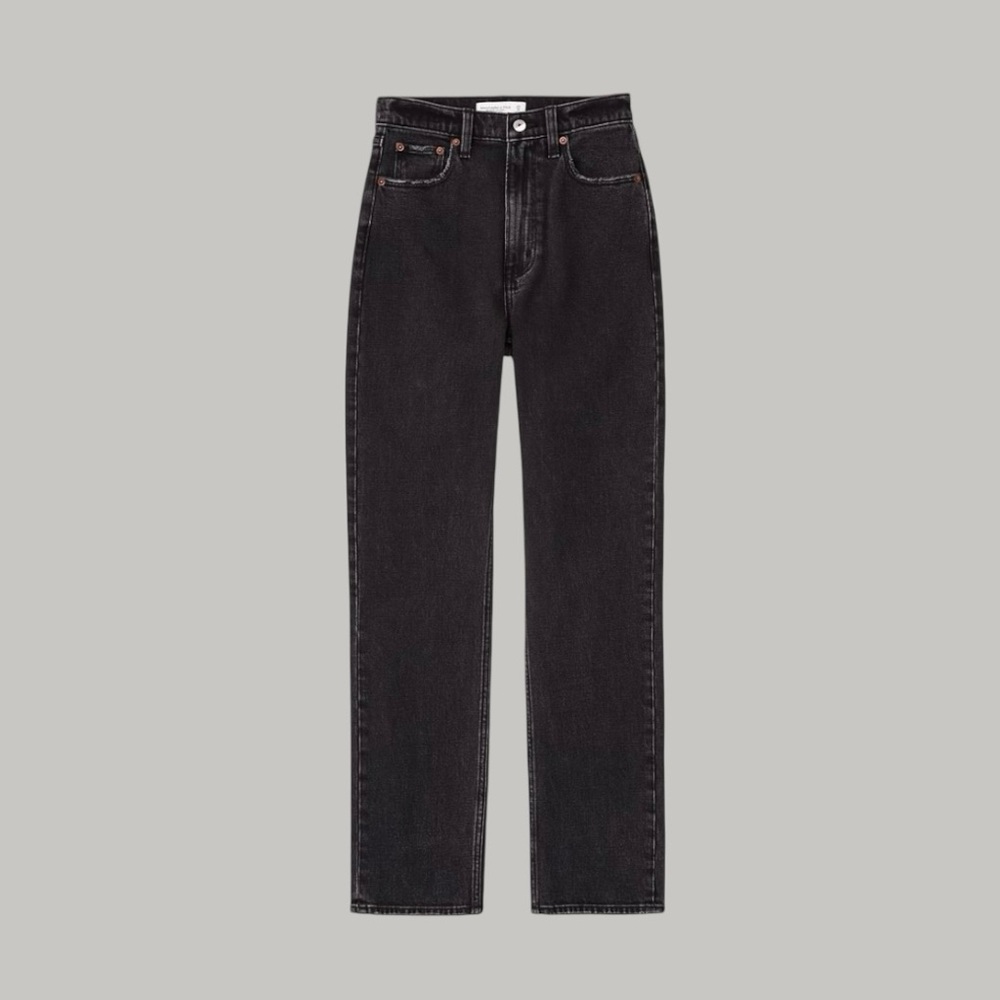 Abercrombie & Fitch Ultra High Rise Ankle Straight Jeans in Washed Black Size 2